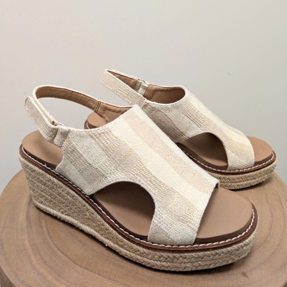 Women's Natural Striped Corkys K Bye Wedge NWT Size 8